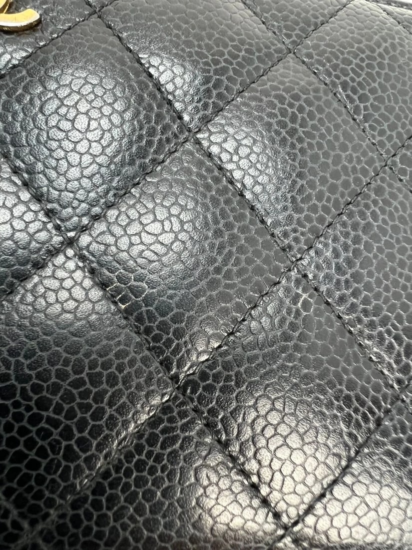 Chanel Caviar Quilted Large Gusset Zip Around Black Wallet - 7