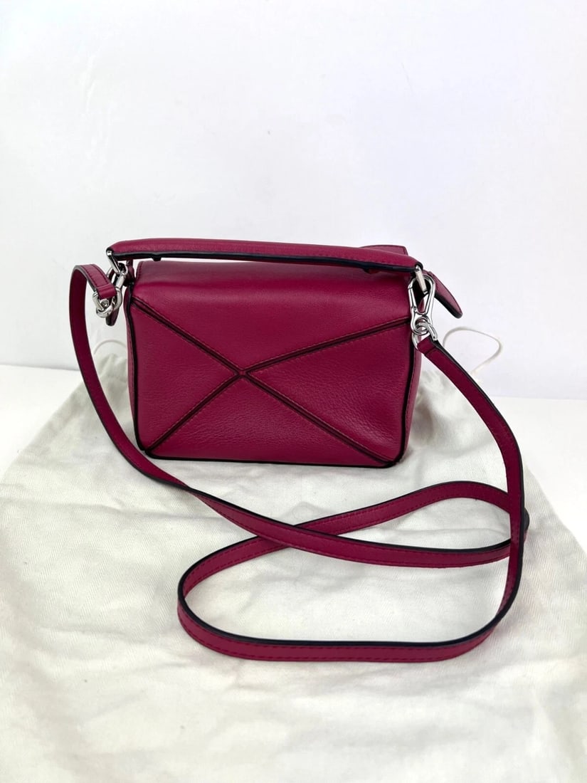 Loewe Calfskin Mini Crimson Puzzle Crossbody Hand Bag - 2