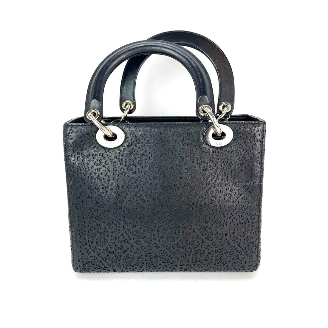 Christian Dior Medium Lady Laced Black Leather Limited Edition HandBag - 2