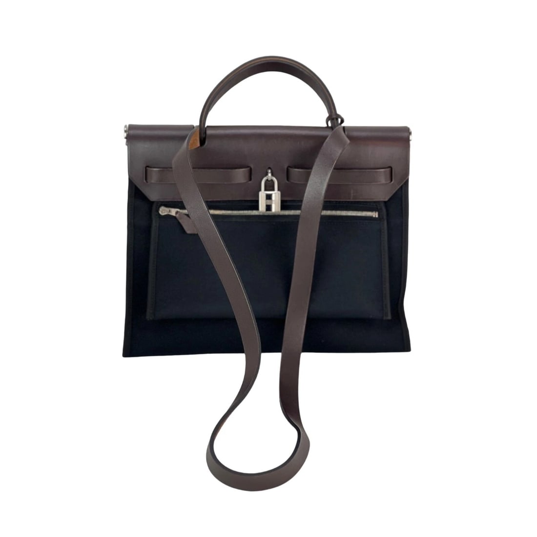 Hermes Toile vache Hunter Herbag zip 31 PM Black Ebene Shoulder Bag - 2