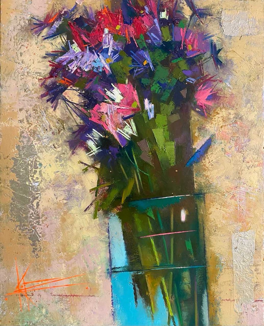 Abstract Oil painting Chrysantemums Oksana Kyrylenko: Title : Abstract Oil painting Chrysantemums Oksana Kyrylenko Description: 168KOR Painter: Oksana Kyrylenko Size: 60x60 cm/27,55x27,55 inches Components: oil, canvas, Original painting from our collect