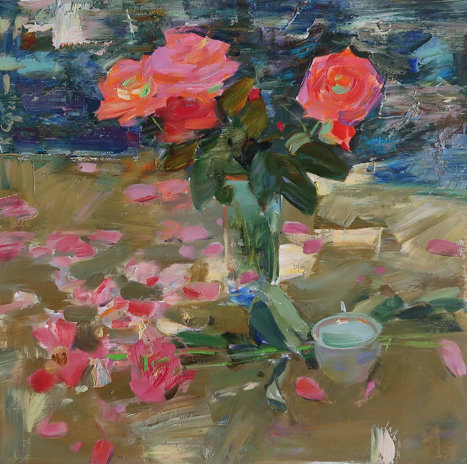 Oil painting ros Serg Kovalenko: Title : Oil painting ros Serg Kovalenko Description: 87SK Painter: Serg Kovalenko Size: 47x47 cm/18.5x18.5 inches Components: oil, canvas Original painting CONDiTiON: exellent ERA: modern Graduated