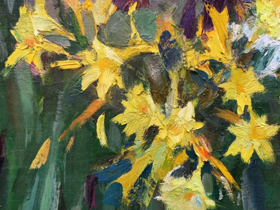 Oil painting Bouquet with irises Alex Ditriev - 5