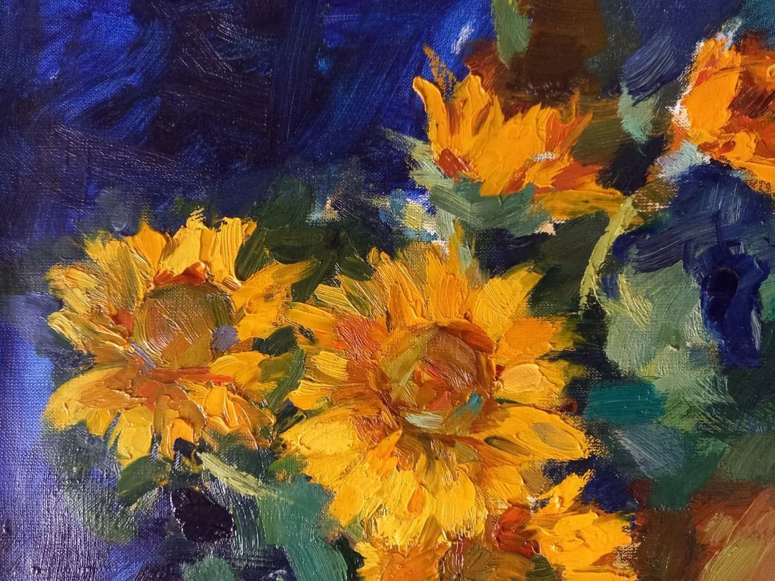 Oil painting Evening sunflowers Alex Ditriev - 4