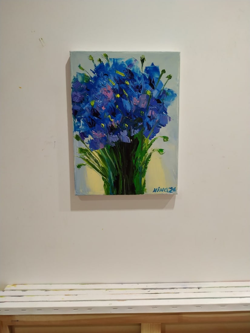 Oil painting Cornflowers Nina L - 3