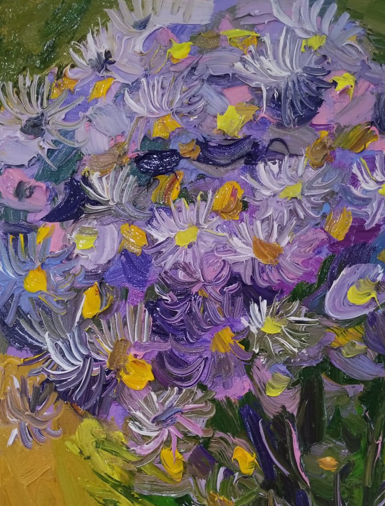 Oil painting Cornflowers Nina L - 2