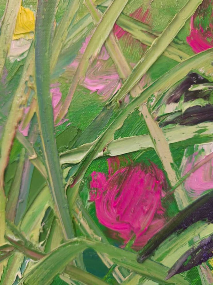 Landscape Oil painting Grass Nina L - 5
