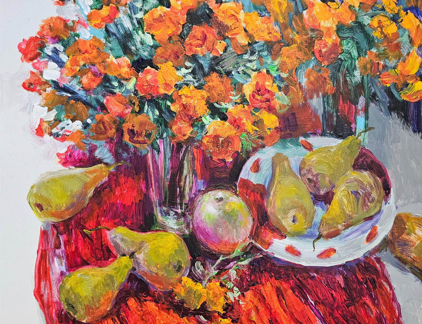 Acrylic painting still life with marigolds Vyacheslav Petrovich Babac - 8