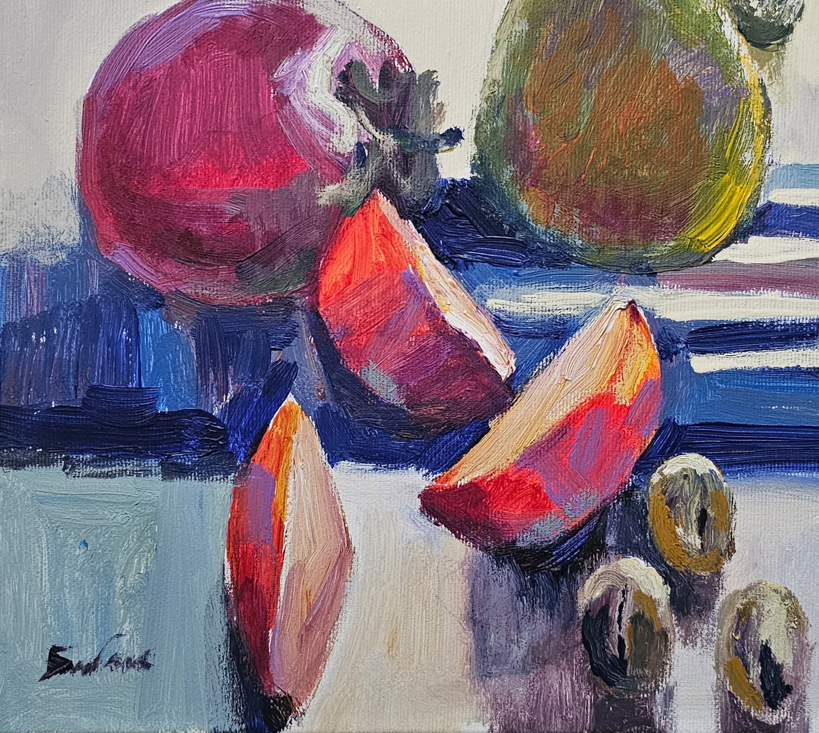 Acrylic painting still life with persimmons Vyacheslav Petrovich Babac - 5