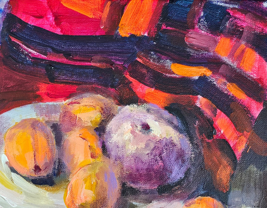 Acrylic still life peaches Vyacheslav Petrovich Babac - 4