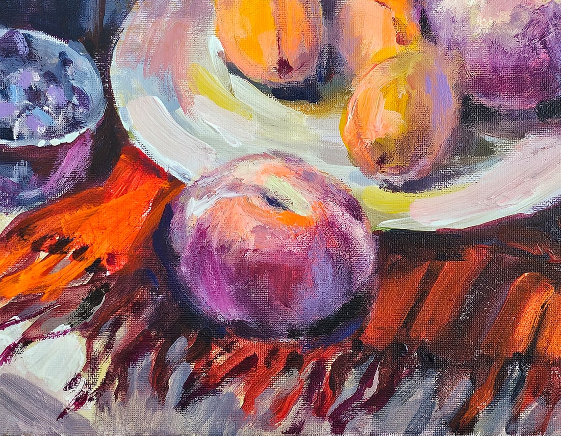 Acrylic still life peaches Vyacheslav Petrovich Babac - 6