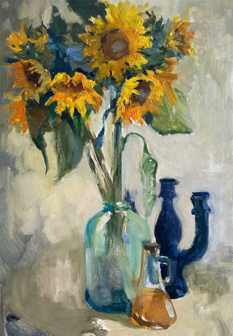 Oil painting Sunflowers Yulia D. - 5