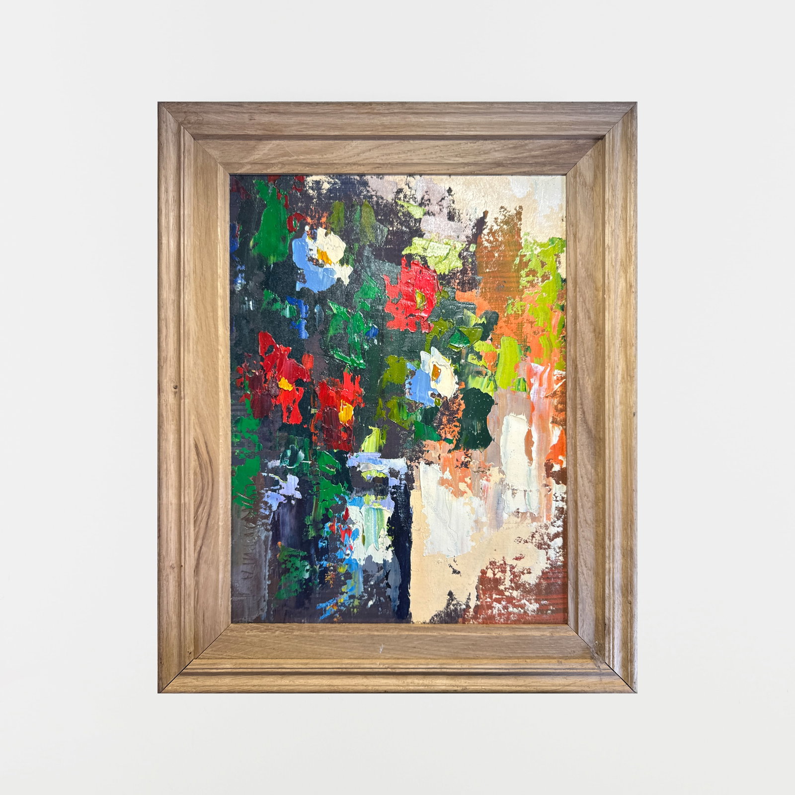 Abstract Oil painting with frame flowers K. Leonid - 2