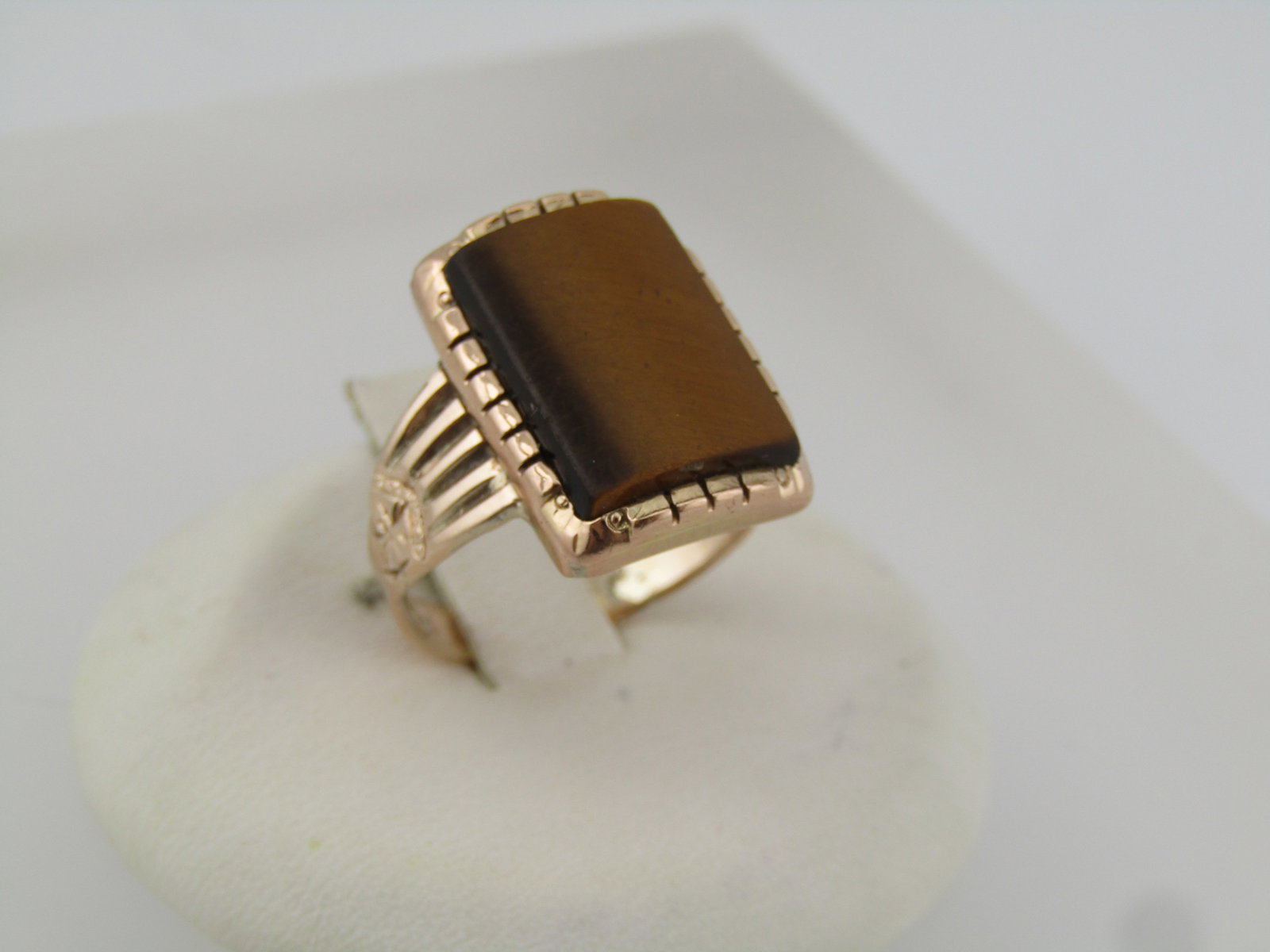 Vintage 10kt Tiger's Eye Ring, Sz. 7, 1930's-1950's - 2