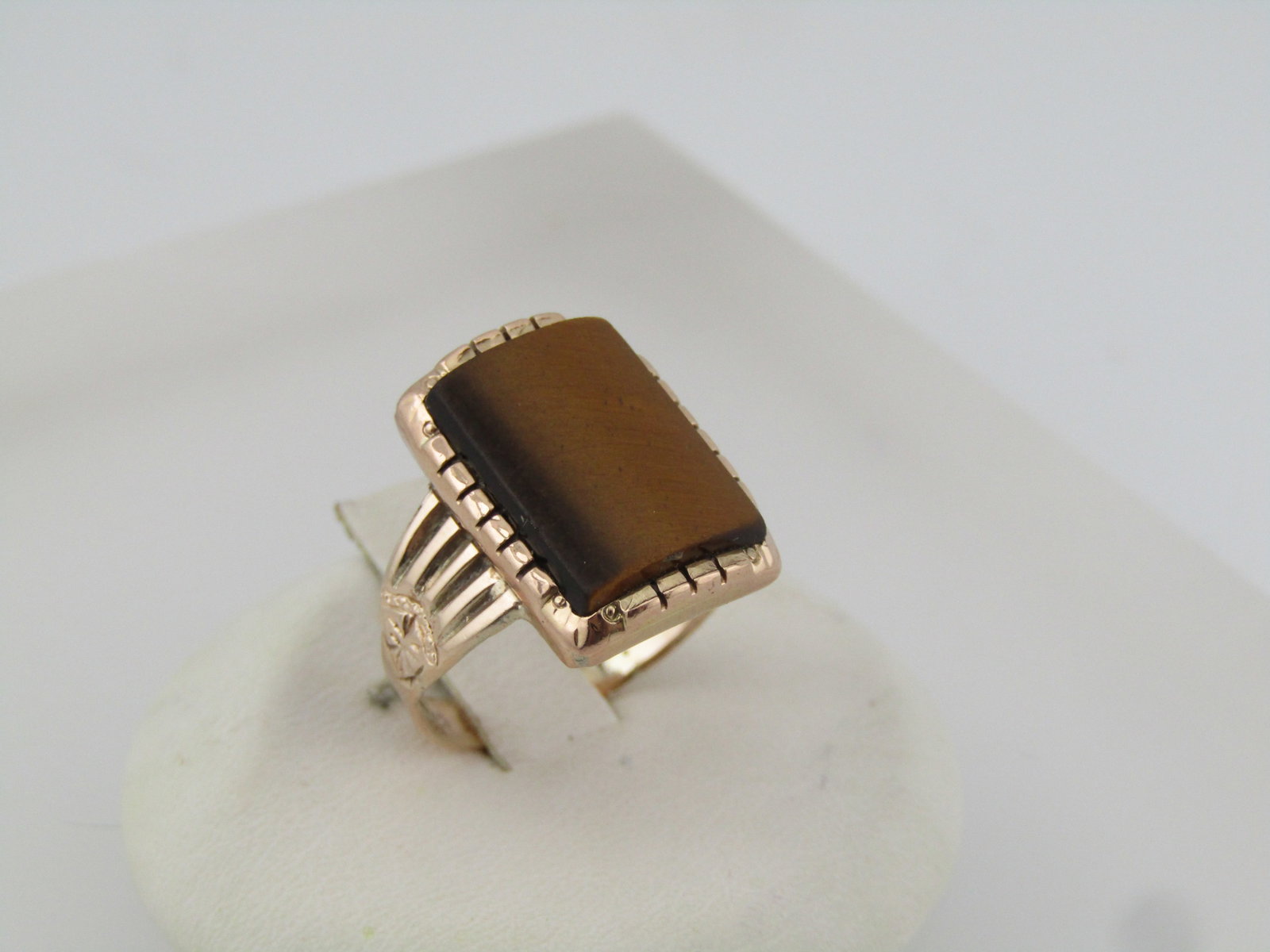 Vintage 10kt Tiger's Eye Ring, Sz. 7, 1930's-1950's - 3