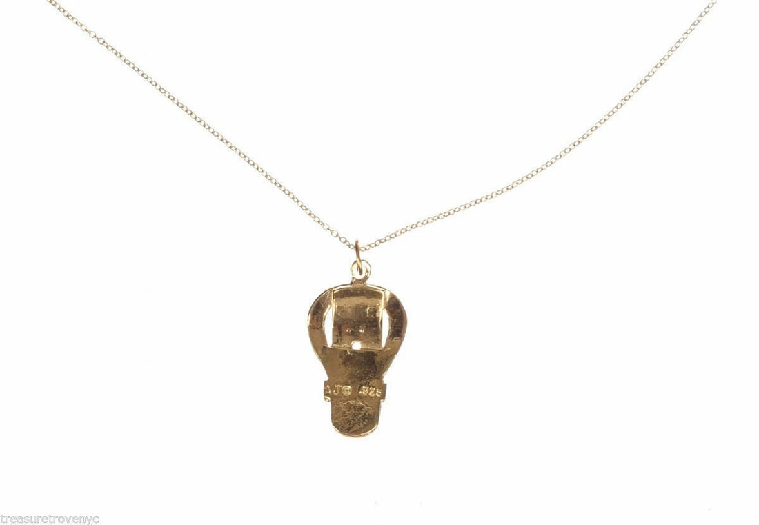 18 kt Gold Vermeil Sterling Silver Buckle Charm Necklace Alberto Juan - 7