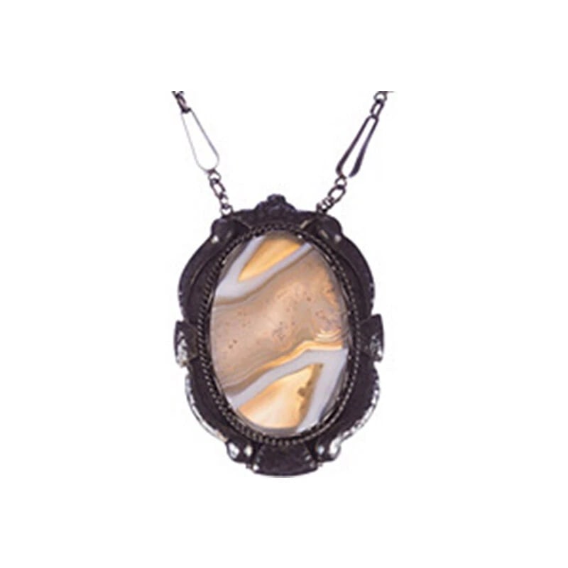 Russian Sterling Silver Agate Necklace Hand Made - 2