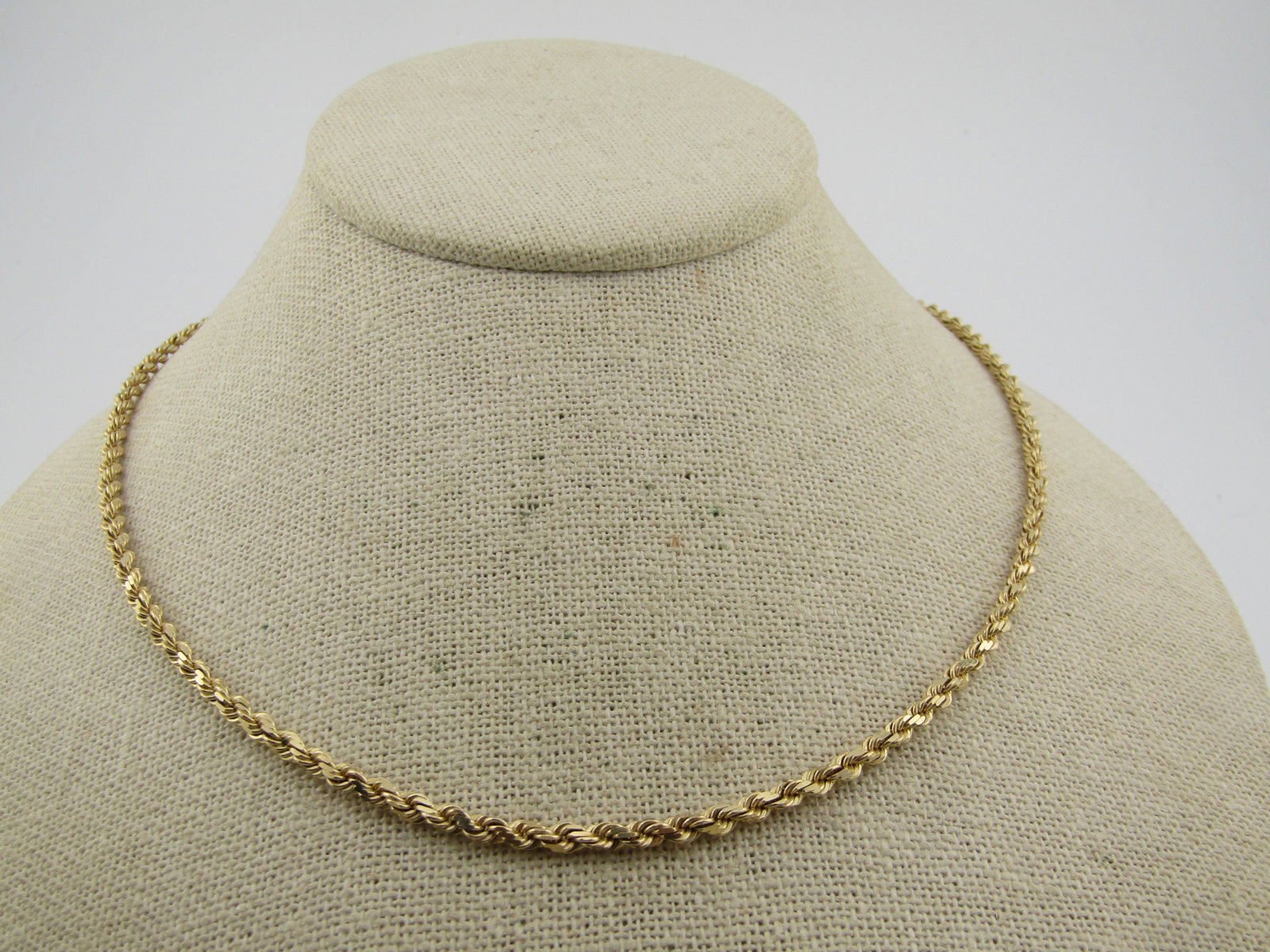 Vintage 14kt Twisted Rope Necklace, 18" Unisex, 1970's-1990's - 2