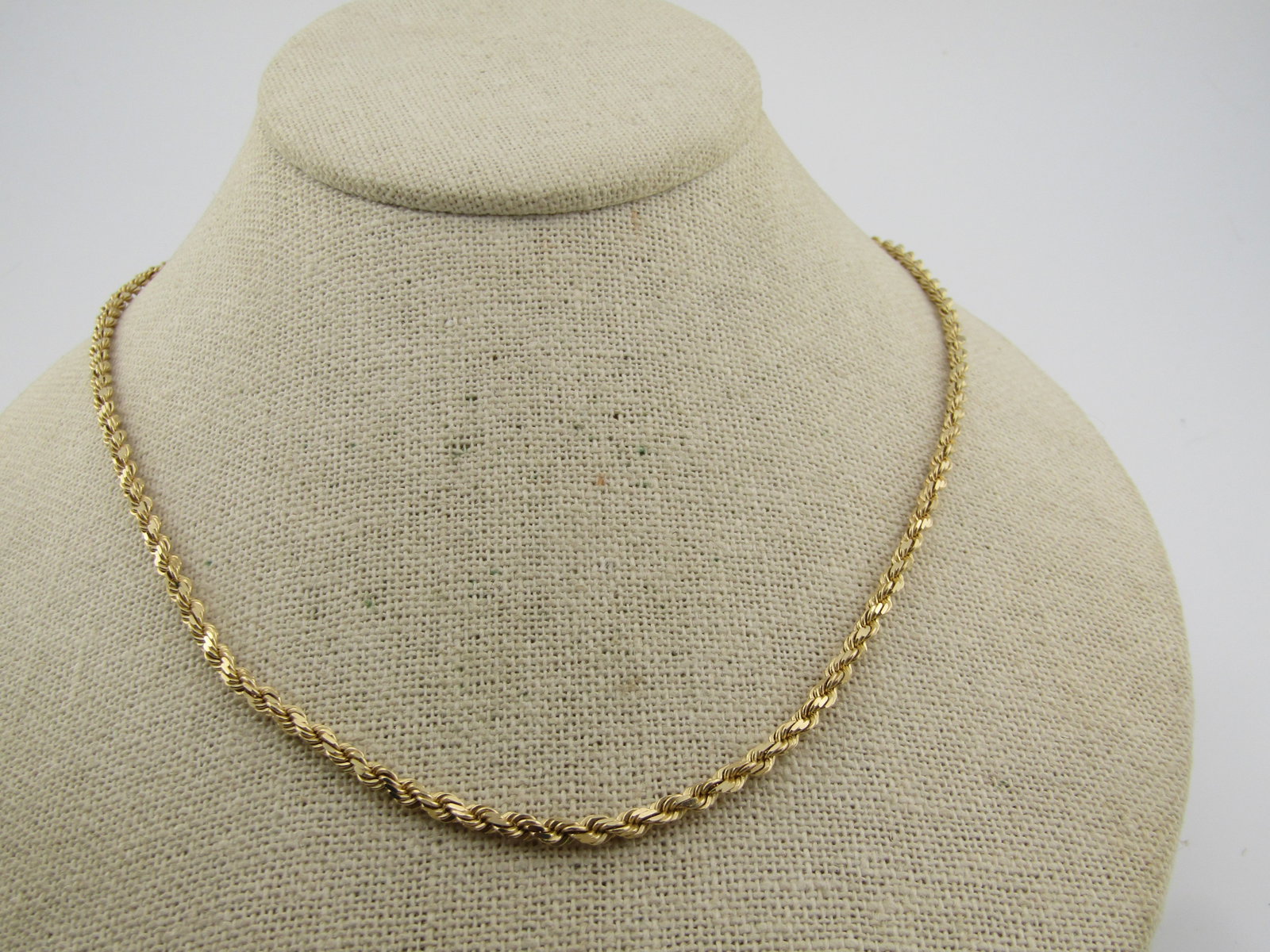 Vintage 14kt Twisted Rope Necklace, 18" Unisex, 1970's-1990's - 3