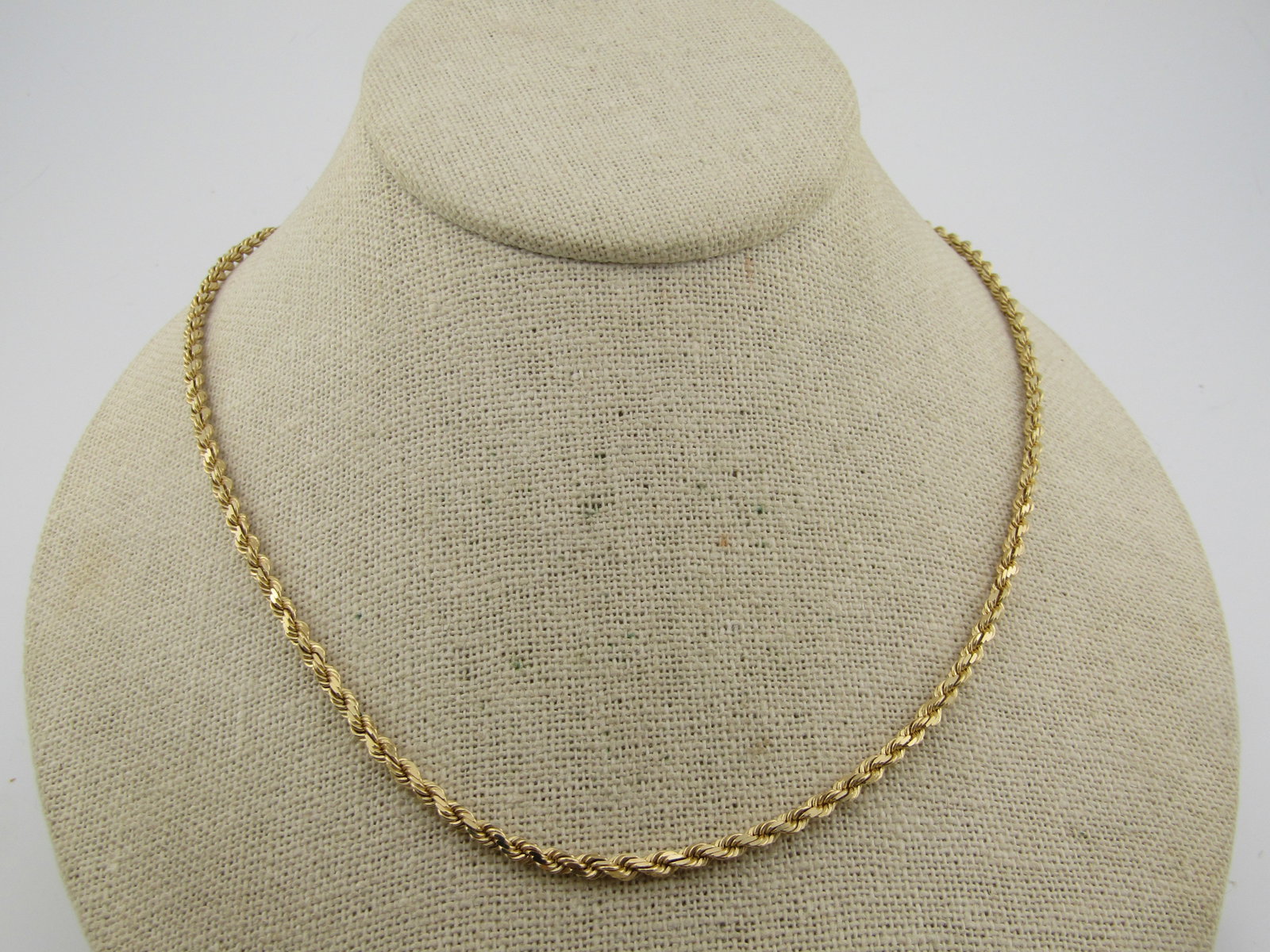 Vintage 14kt Twisted Rope Necklace, 18" Unisex, 1970's-1990's - 4