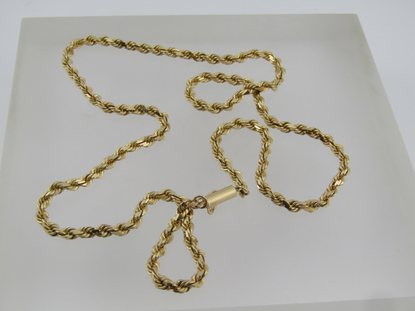 Vintage 14kt Twisted Rope Necklace, 18" Unisex, 1970's-1990's - 6