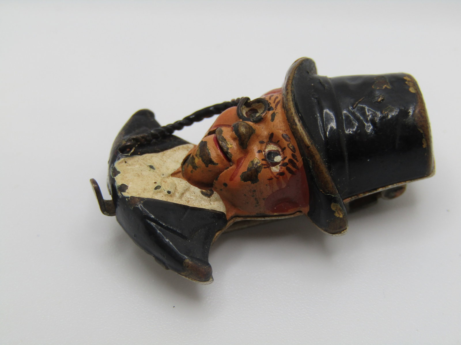 Antique Charlie McCarthy Fur Clip, Edgar Bergen, Enameled 1920's - 3