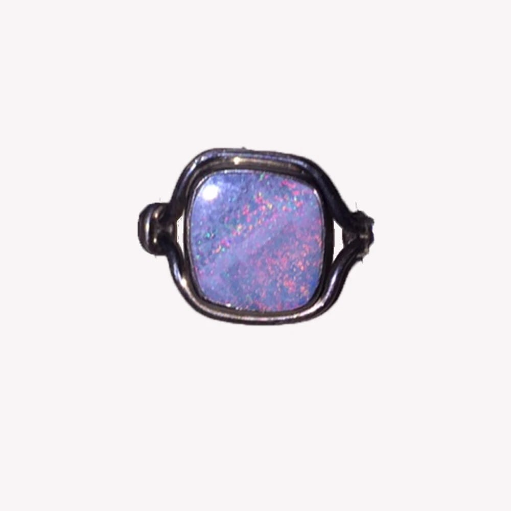 Square Opal Sterling Silver Ring - 2