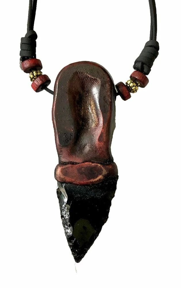 Polymer Clay Obsidian New Black Artisan Hand Made Necklace - 4
