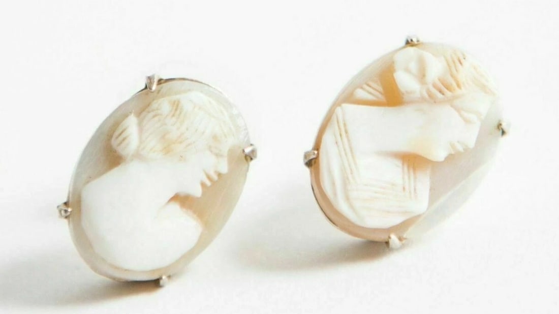 Sterling Silver Shell Cameo Earrings - 2