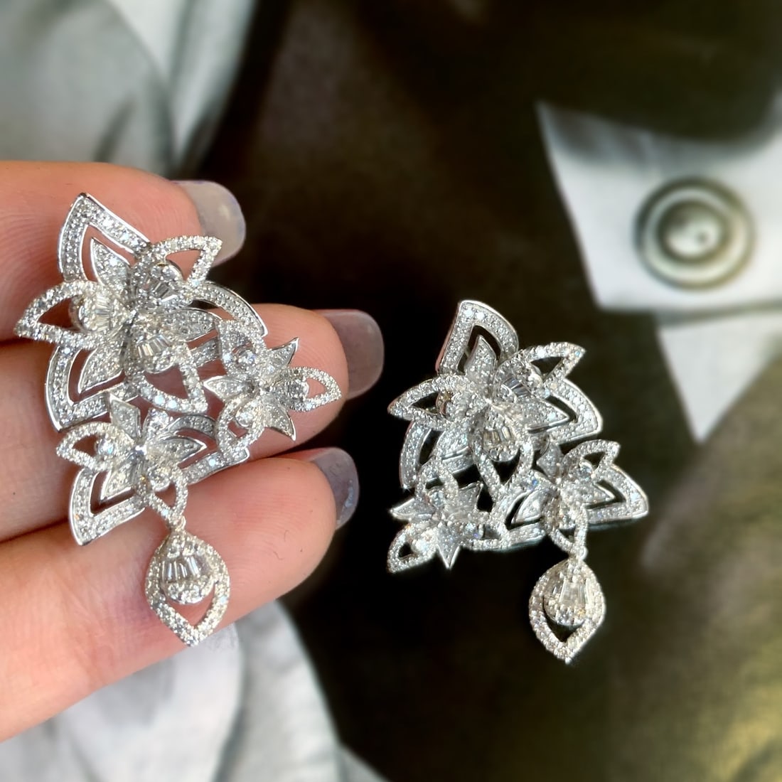 14K GOLD 1.5 CT NATURAL H DIAMOND EARRINGS - 2