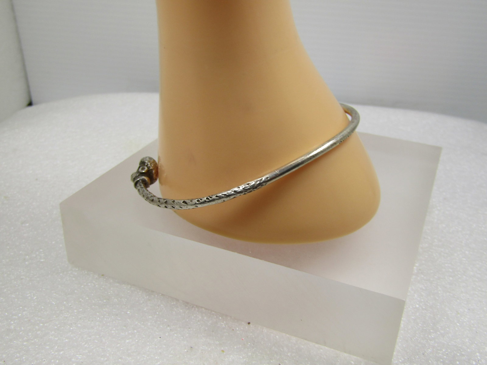 Vintage Sterling Native Trinidad Headed Bangle Bracelet, 8.25", 1960's-1970's - 2
