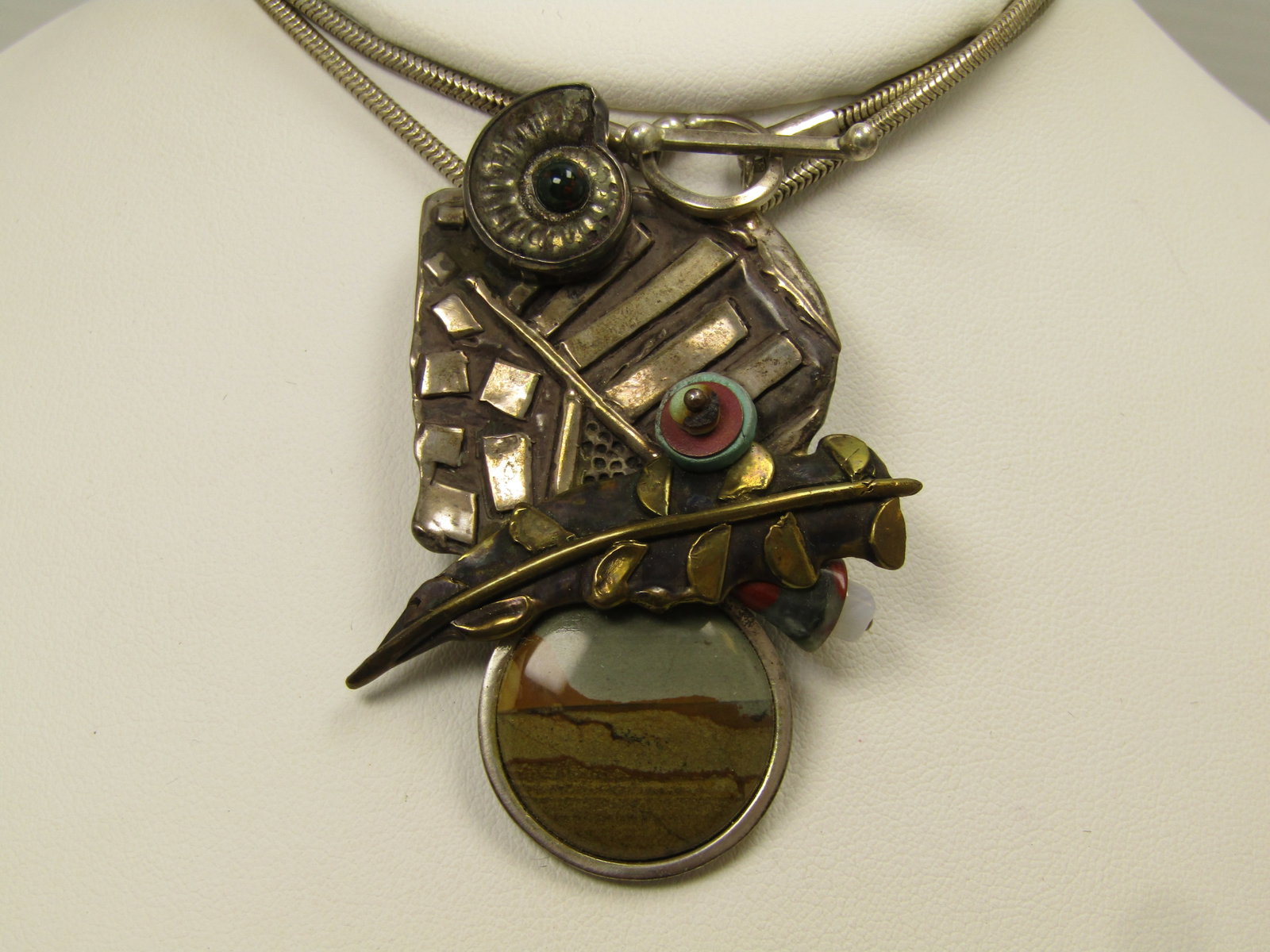 Vintage Sterling Modernist/Brutalist Pendant Necklace, 20" Signed, 9/95. Signed W. Rothstein - 2