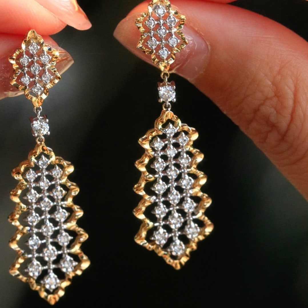 14K GOLD 0.60 CT NATURAL H DIAMOND EARRINGS - 2