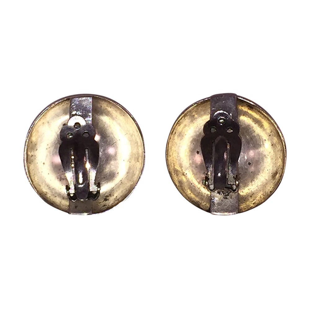 Vintage Mexican Sterling Silver Dome Ball Clip On Earrings - 7