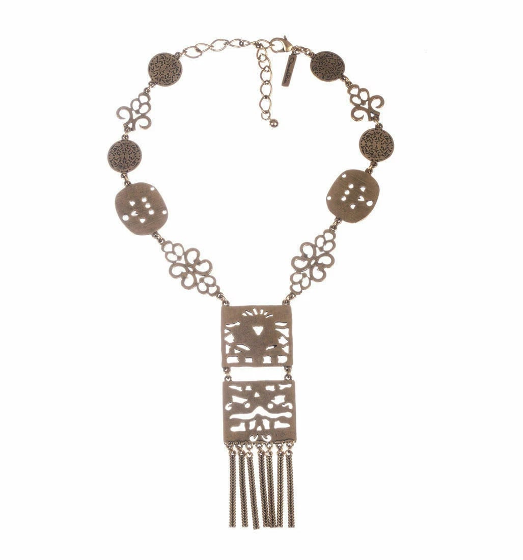Oscar De La Renta African Inspired Tribal Tassel Statement Necklace - 7