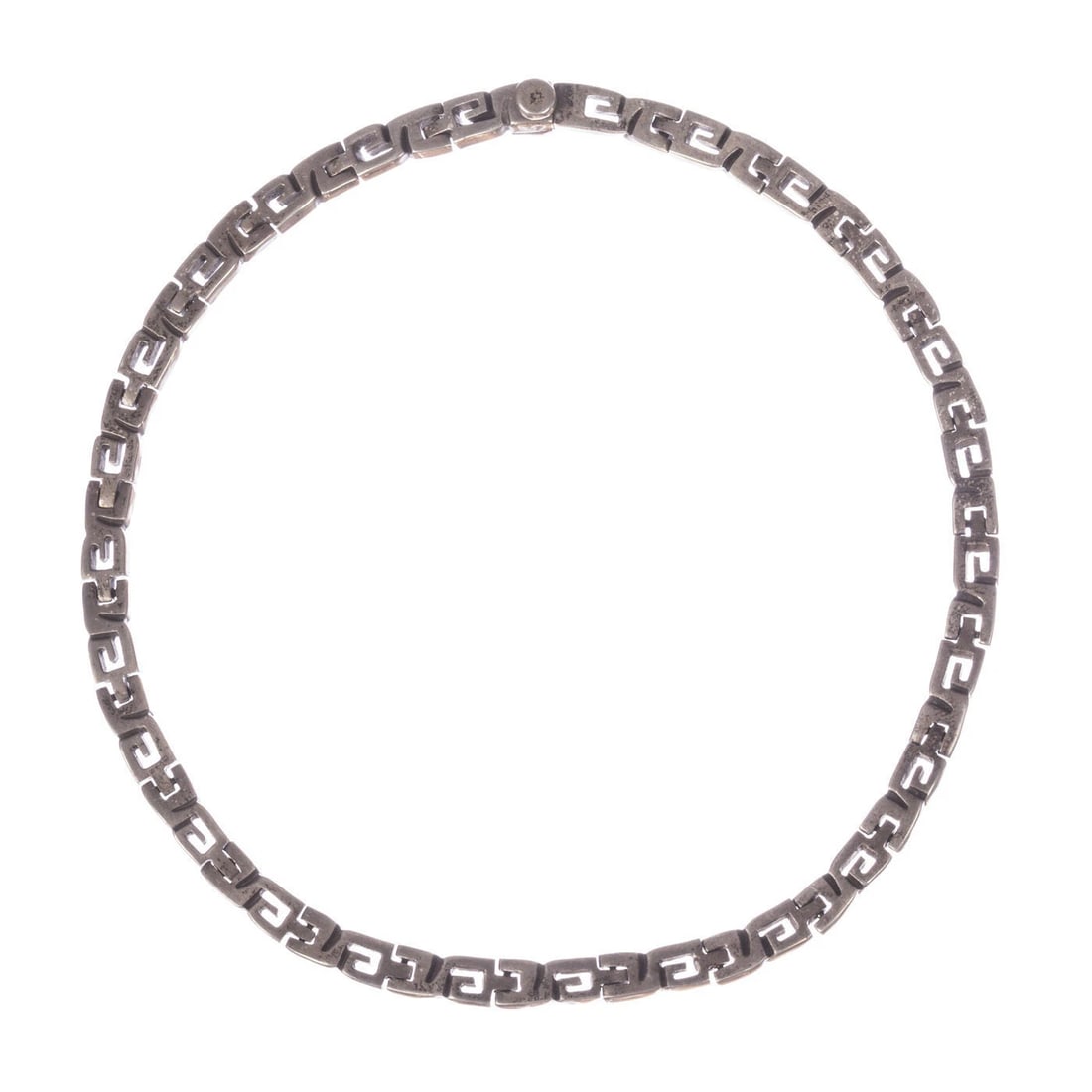 Mexican Sterling Silver Greek Key Collar Necklace - 2