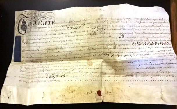 1749 English Vellum Indenture Red Wax Seal (1 of 4)