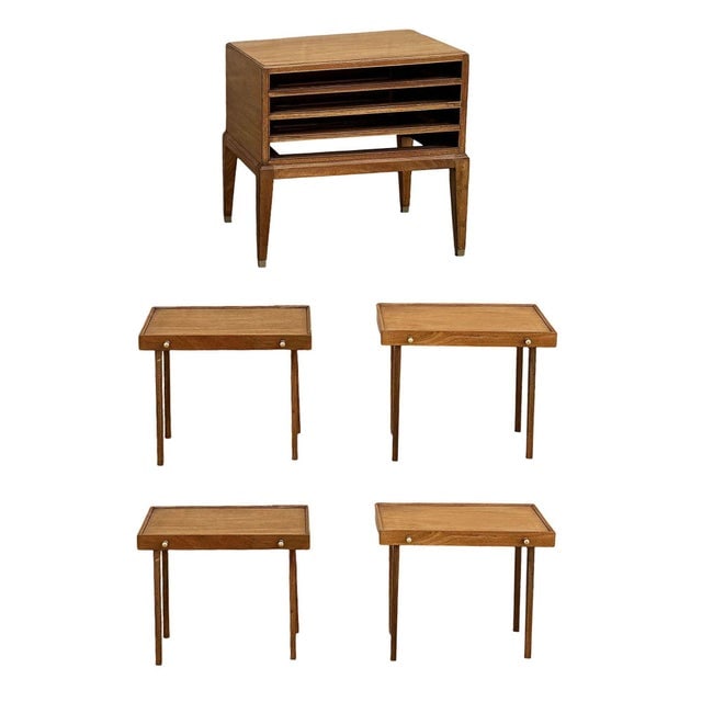 1950s Danish Modern Mahogany Chest of 4 Side Table Stands by Frits Henningsen, Attributed - 11