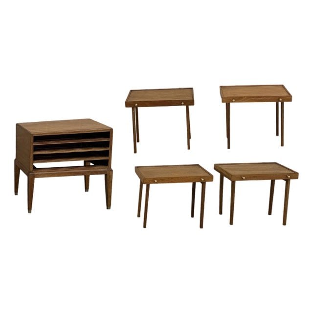 1950s Danish Modern Mahogany Chest of 4 Side Table Stands by Frits Henningsen, Attributed (1 of 14)
