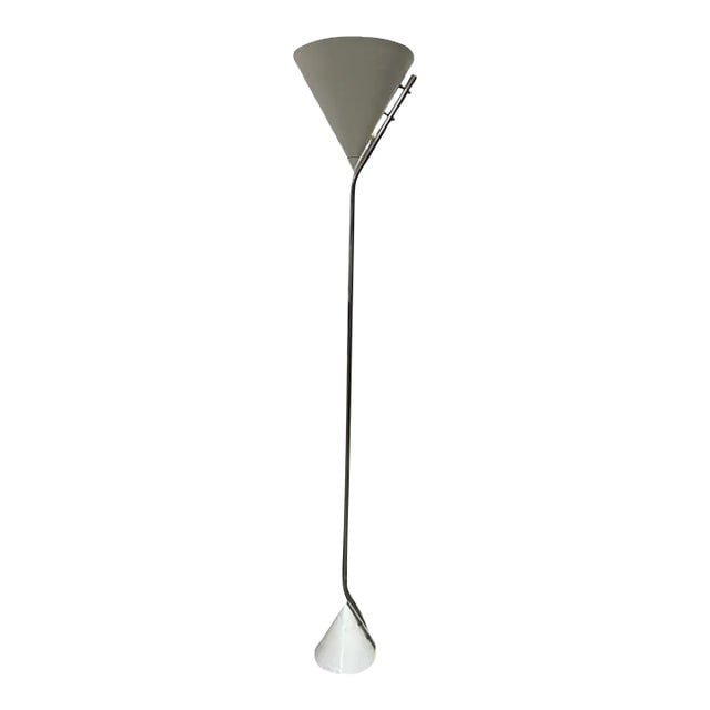 1950's Mid Century Modern White and Chrome Floor Lamp Torchiere (1 of 6)
