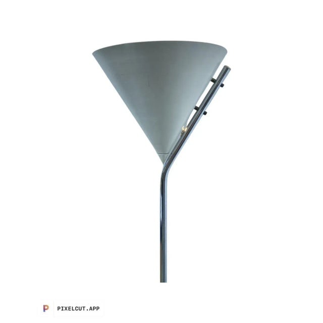 1950's Mid Century Modern White and Chrome Floor Lamp Torchiere - 2