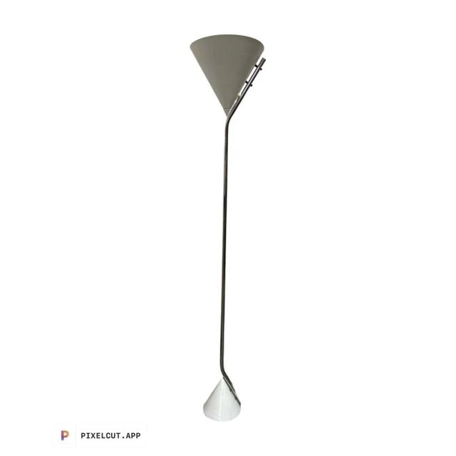 1950's Mid Century Modern White and Chrome Floor Lamp Torchiere - 6