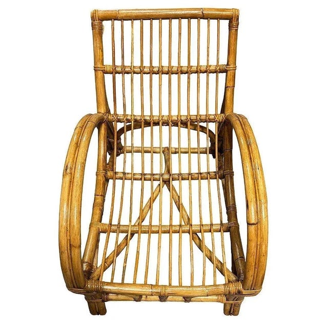 Restored MCM Rattan Double-Strand Half Moon Arm Lounge Chair - 6