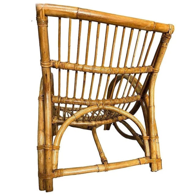 Restored MCM Rattan Double-Strand Half Moon Arm Lounge Chair - 8
