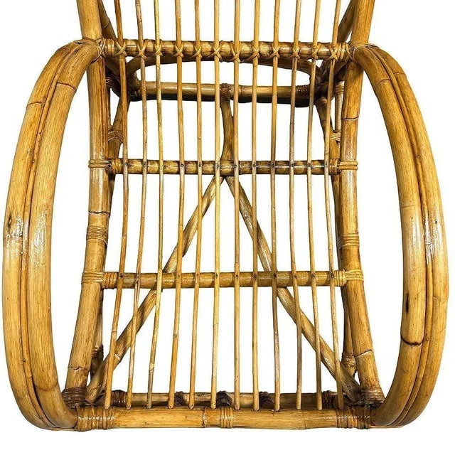 Restored MCM Rattan Double-Strand Half Moon Arm Lounge Chair - 9
