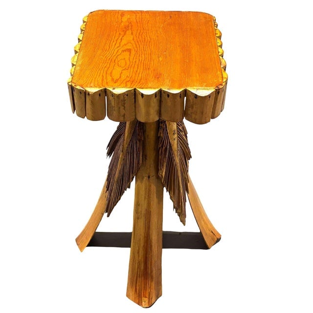 1950s Restored MCM Hawaiian Split Bamboo Side Drinks Table W/ Koa Wood Top - 2
