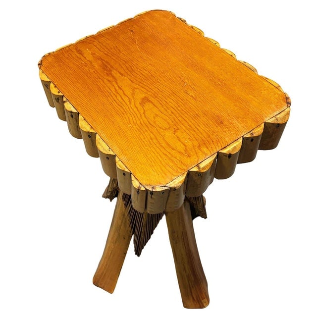 1950s Restored MCM Hawaiian Split Bamboo Side Drinks Table W/ Koa Wood Top - 5