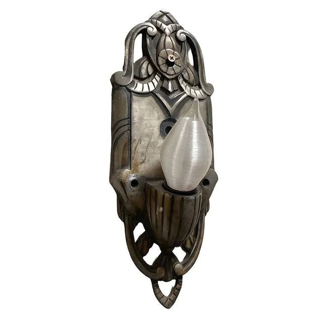 1920s Early Art Deco Machined Aluminum Wall Sconce, Pair - 3