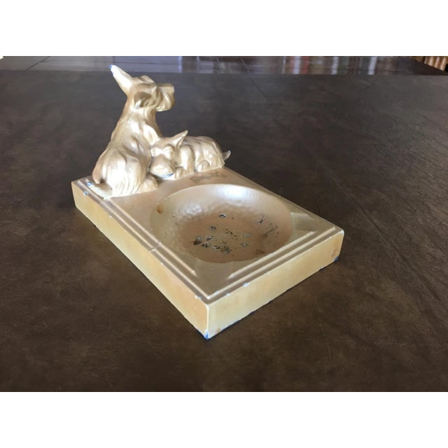 Art Deco Enameled Spelter Metal Terrier Ashtray - 2