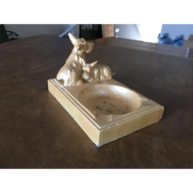Art Deco Enameled Spelter Metal Terrier Ashtray - 3